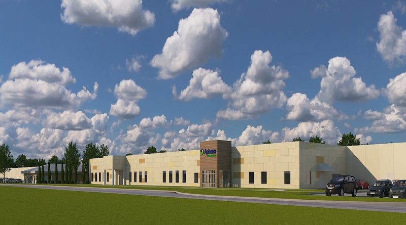 Aerial view rendering of Aphena Pharma Solutions Cookeville, TN, Solid Dose Packaging and Distribution Facility